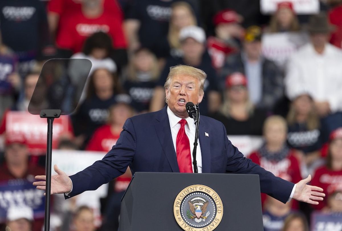 U.S. President Donald Trump speaks during a campaign rally on December 10, 2019 at Giant Center in Hershey, Pennsylvania, United States.  (Lev Radin/Anadolu Agency via Getty Images)