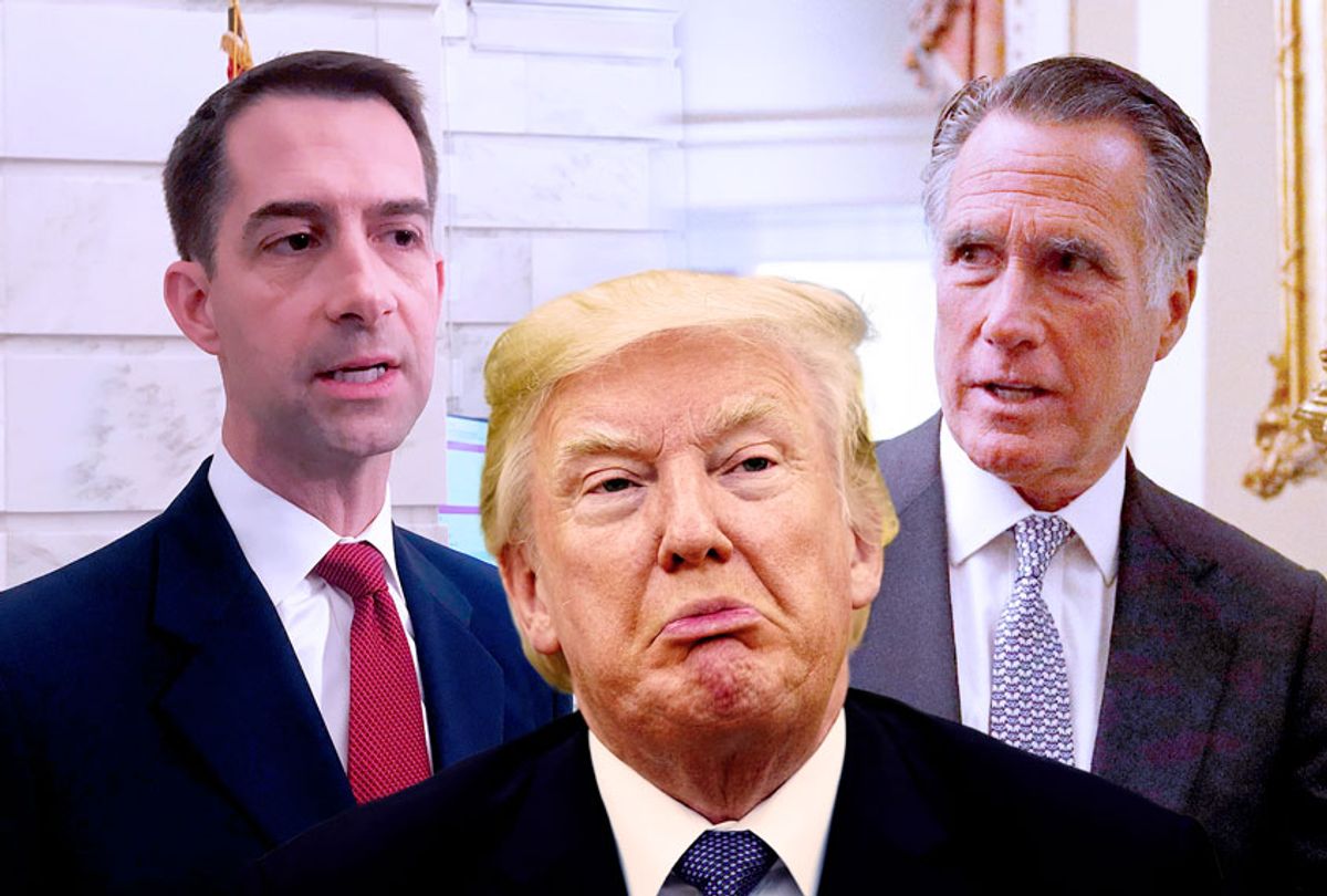 Donald Trump, Tom Cotton and Mitt Romeny (Getty Images/AP Photo/Salon)