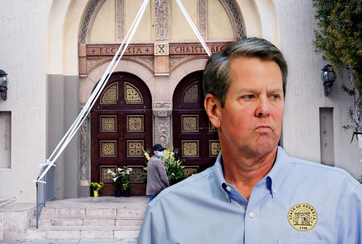 Georgia Gov. Brian Kemp | Closed Church (AP Photo/Damian Dovarganes/Brynn Anderson)