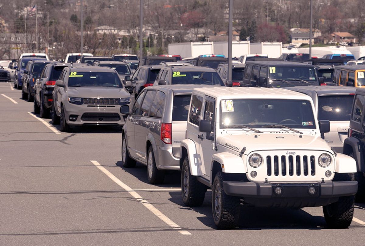 Cars on the lot at Savage 61 Chrysler Dodge Jeep Ram Dealership on Route 61 in Muhlenberg Township, PA Wednesday afternoon April 1, 2020 (Ben Hasty/MediaNews Group/Reading Eagle/Getty Images)