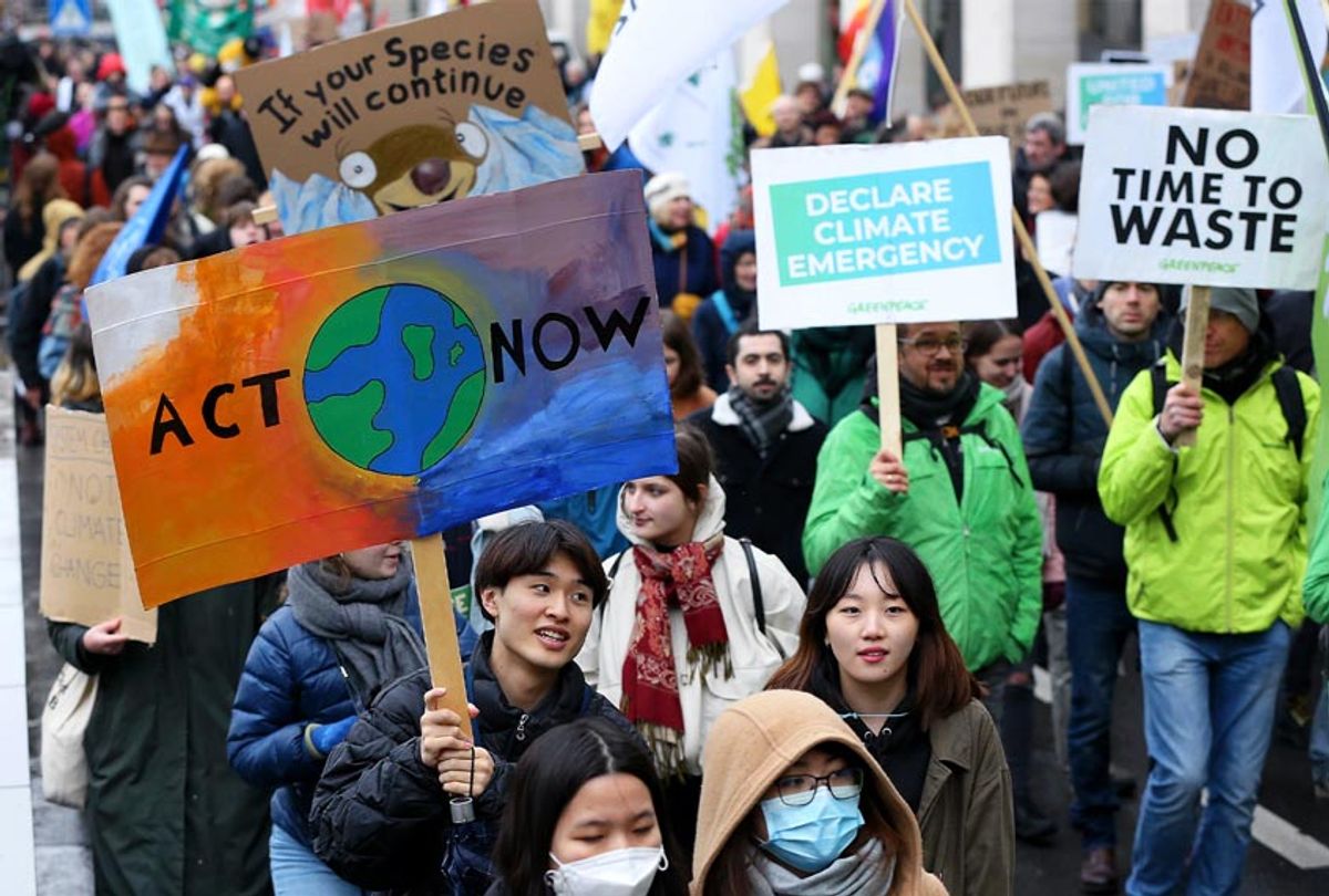 People take part in a "Youth Strike 4 Climate" protest against global warming and climate change (Dursun Aydemir/Anadolu Agency via Getty Images)