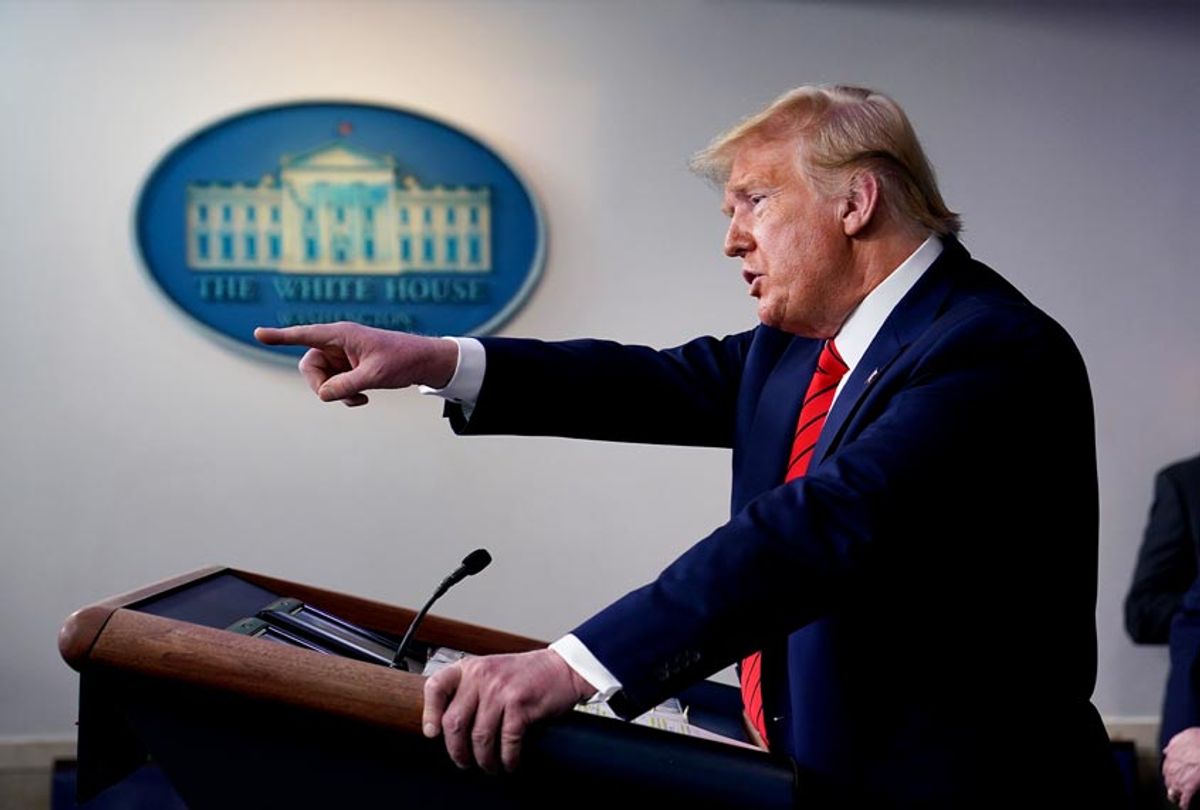 President Donald Trump speaks during press briefing with the coronavirus task force, at the White House (AP Photo/Evan Vucci)