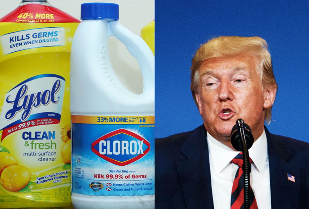 Donald Trump speculates about injecting disinfectants to treat COVID-19 (John Nacion/NurPhoto/Getty Images/AP Photo/Carolyn Kaster/Salon)