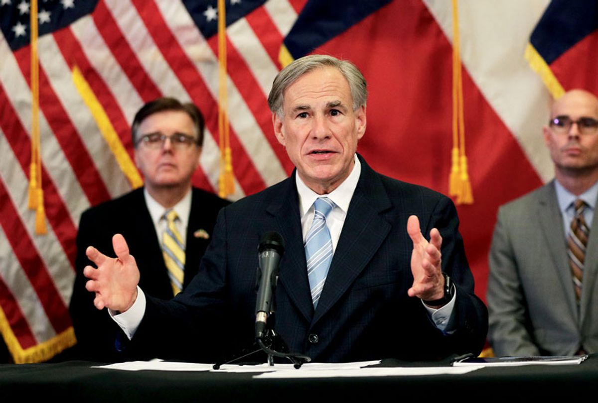 Texas Gov. Greg Abbott speaks during a news conference where he announced he would relax some restrictions imposed on businesses due to the COVID-19 pandemic, Monday, April 27, 2020, in Austin, Texas. (AP Photo/Eric Gay)