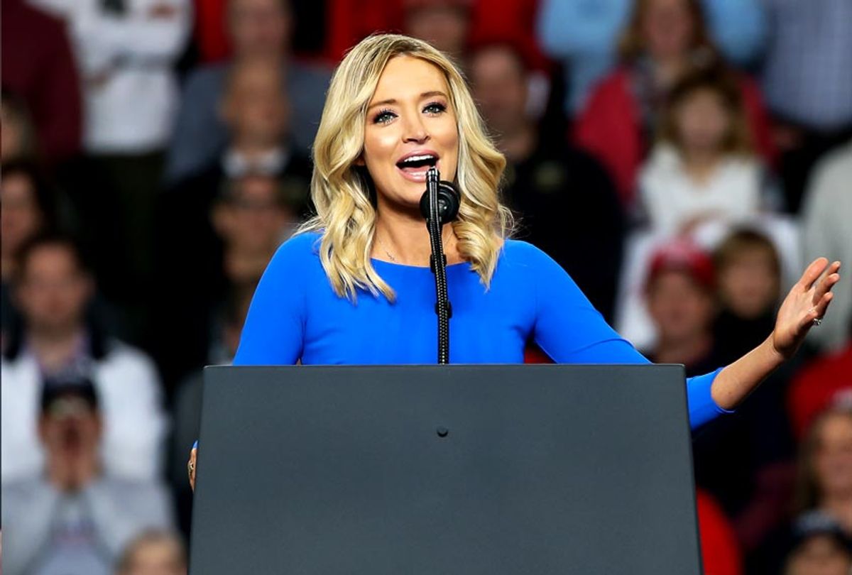Kayleigh McEnany, national press secretary for the Donald Trump 2020 presidential campaign, speaks at a "Keep America Great" campaign rally (Scott W. Grau/Icon Sportswire via Getty Images)
