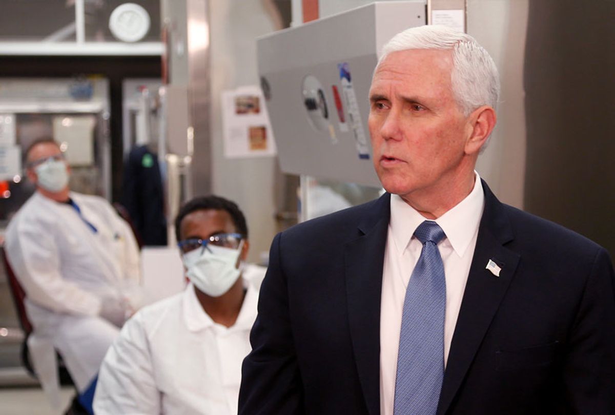 Vice President Mike Pence visits the molecular testing lab at Mayo Clinic  (AP Photo/Jim Mone)