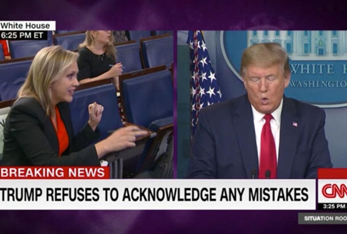Paula Reid and Donald Trump at a White House press briefing (CNN)