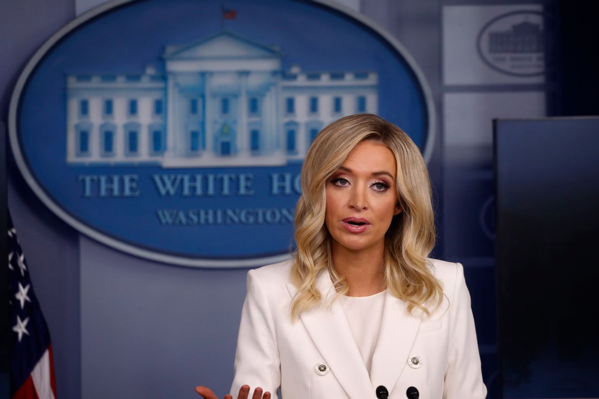 White House press secretary Kayleigh McEnany speaks during a briefing in the James Brady Briefing Room of the White House, Wednesday, May 6, 2020, in Washington. (AP Photo/Alex Brandon)