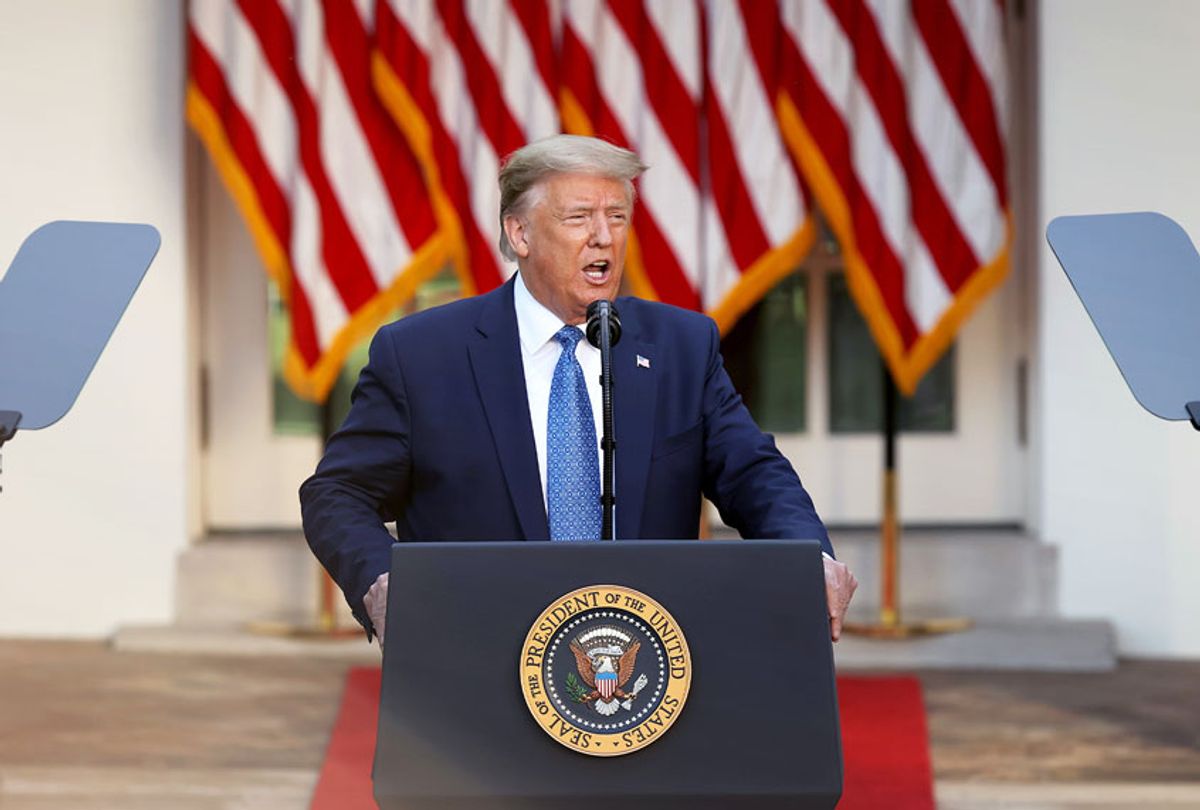 U.S. President Donald Trump makes a statement to the press in the Rose Garden about restoring "law and order" in the wake of protests at the White House June 01, 2020 in Washington, DC. (Chip Somodevilla/Getty Images)