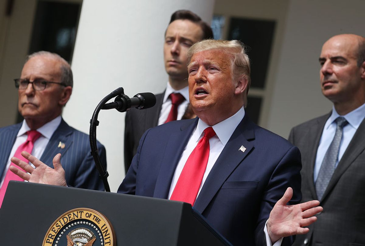  U.S. President Donald Trump speaks during a news conference about the U.S. Labor Department's announcement that the unemployment rate fell to 13.3 percent in May, in the Rose Garden at the White House June 05, 2020 in Washington, DC. (Chip Somodevilla/Getty Images)