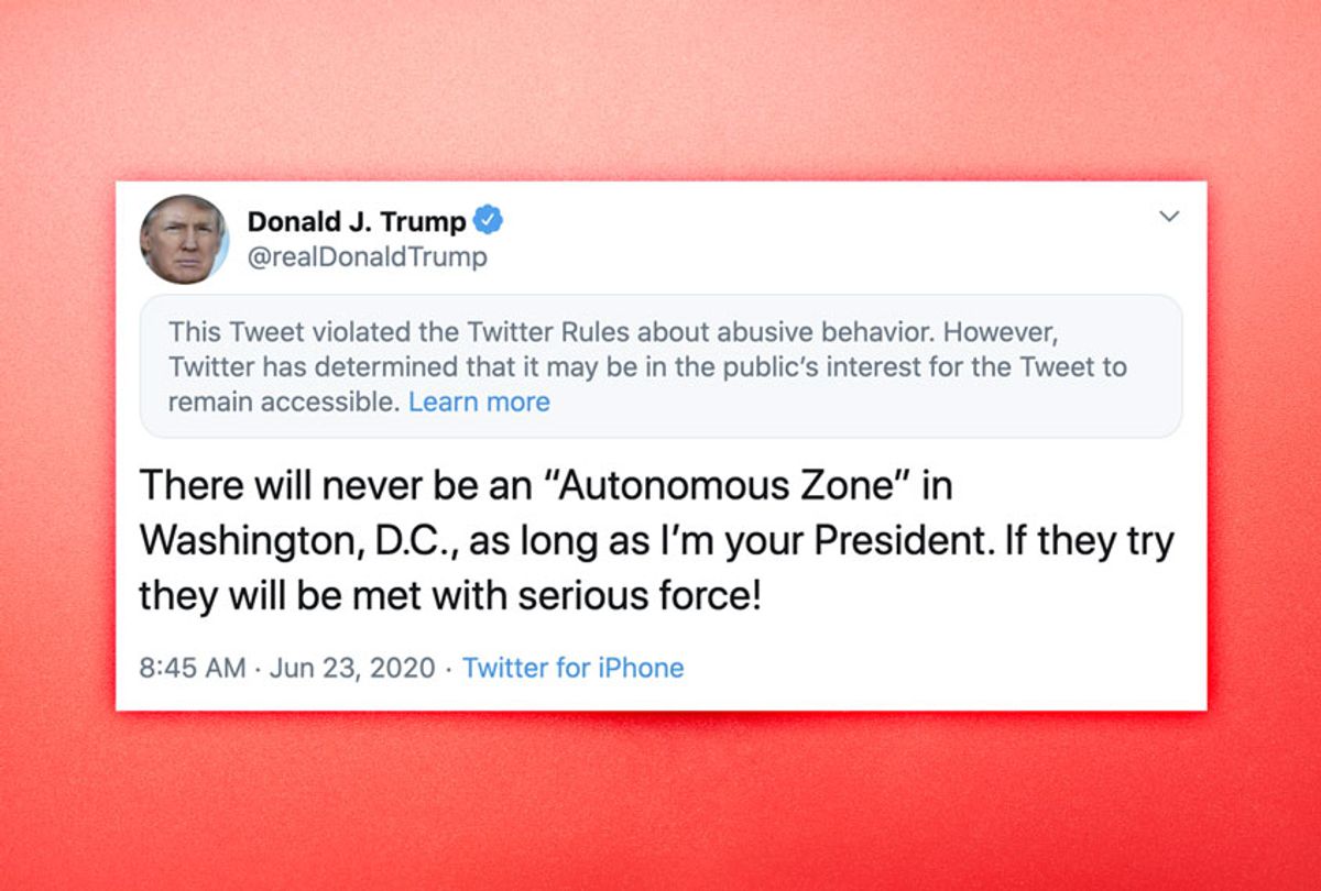 Donald Trump's tweet threatening protesters (Salon/Twitter/@realDonaldTrump)