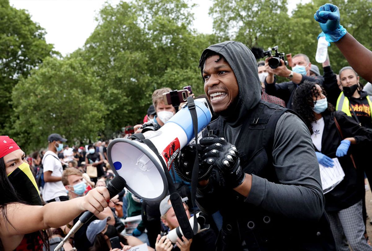 Actor John Boyega speaks to the crowd during a Black Lives Matter protest in Hyde Park on June 3, 2020 in London, United Kingdom. (Dan Kitwood/Getty Images)