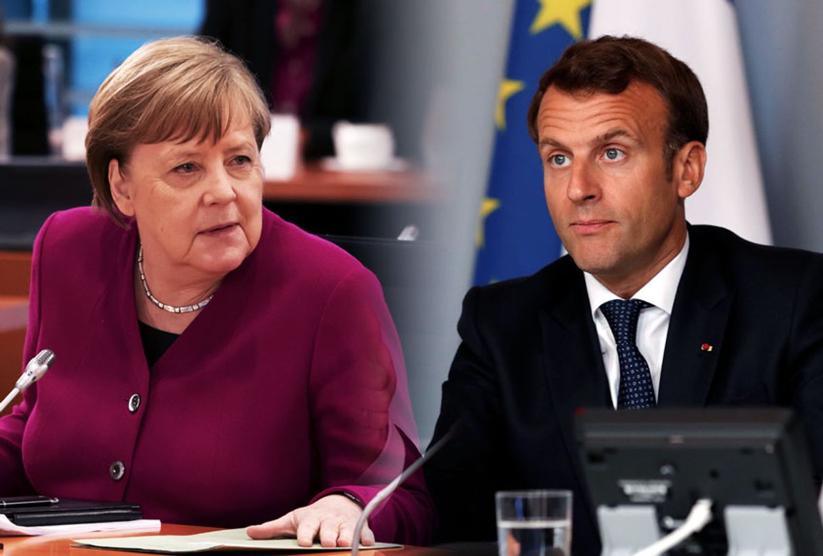 German Chancellor Angela Merkel and French President Emmanuel Macron (Getty Images/Salon)