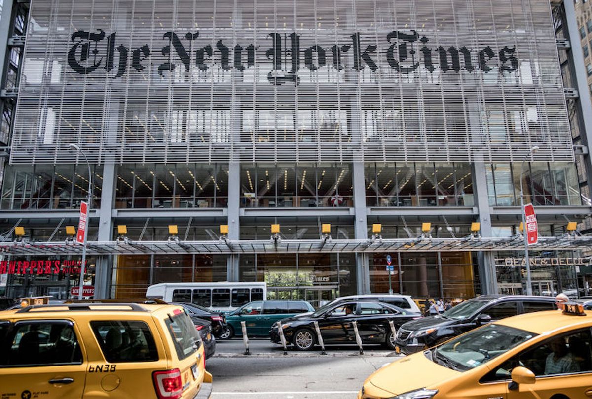 The New York Times building in the west side of Midtown Manhattan.  (Avalon/Universal Images Group via Getty Images)
