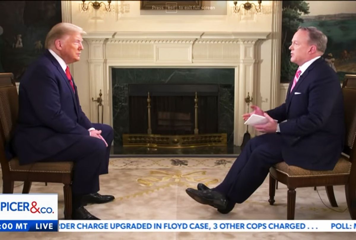 Former White House Press Secretary Sean Spicer speaks to President Donald Trump (Newsmax TV)