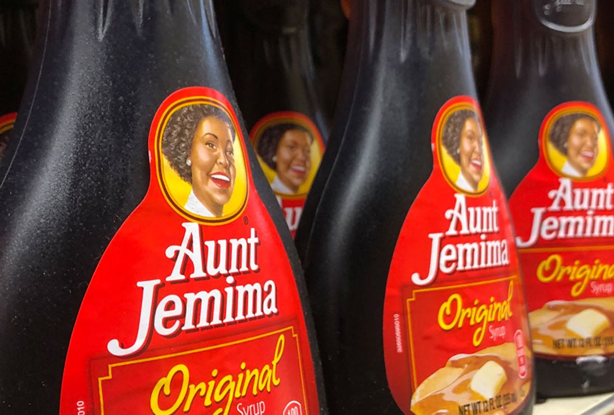 Syrup bottles from "Aunt Jemima" are in a supermarket (Benno Schwinghammer/picture alliance via Getty Images)