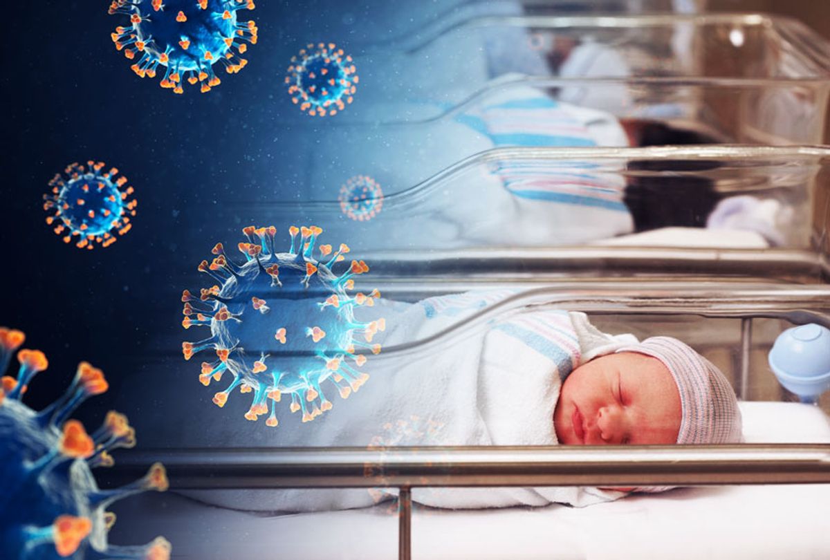 Babies in a hospital nursery | Coronavirus spores (Getty Images/Salon)