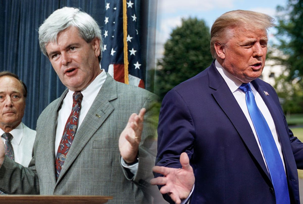 Newt Gingrich and U.S. President Donald Trump (Getty Images/Salon)