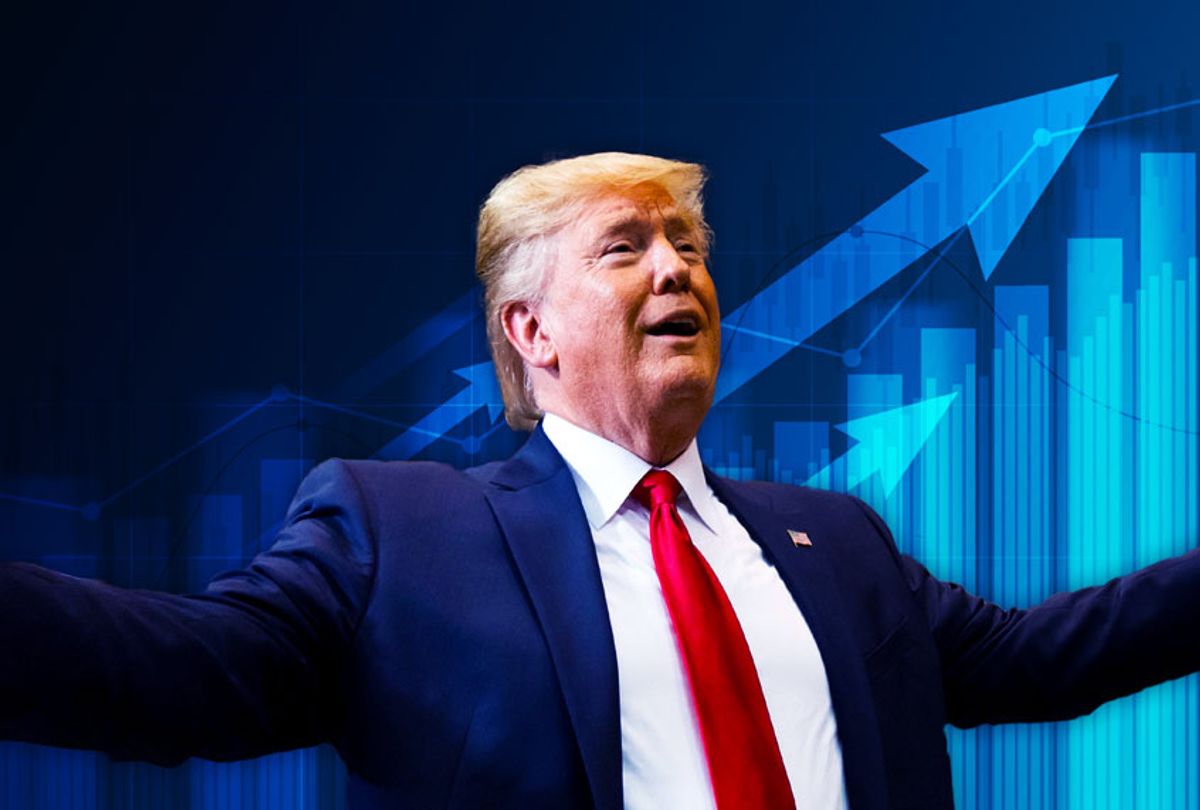 Donald Trump enjoying the stock market rising (Getty Images/Salon)