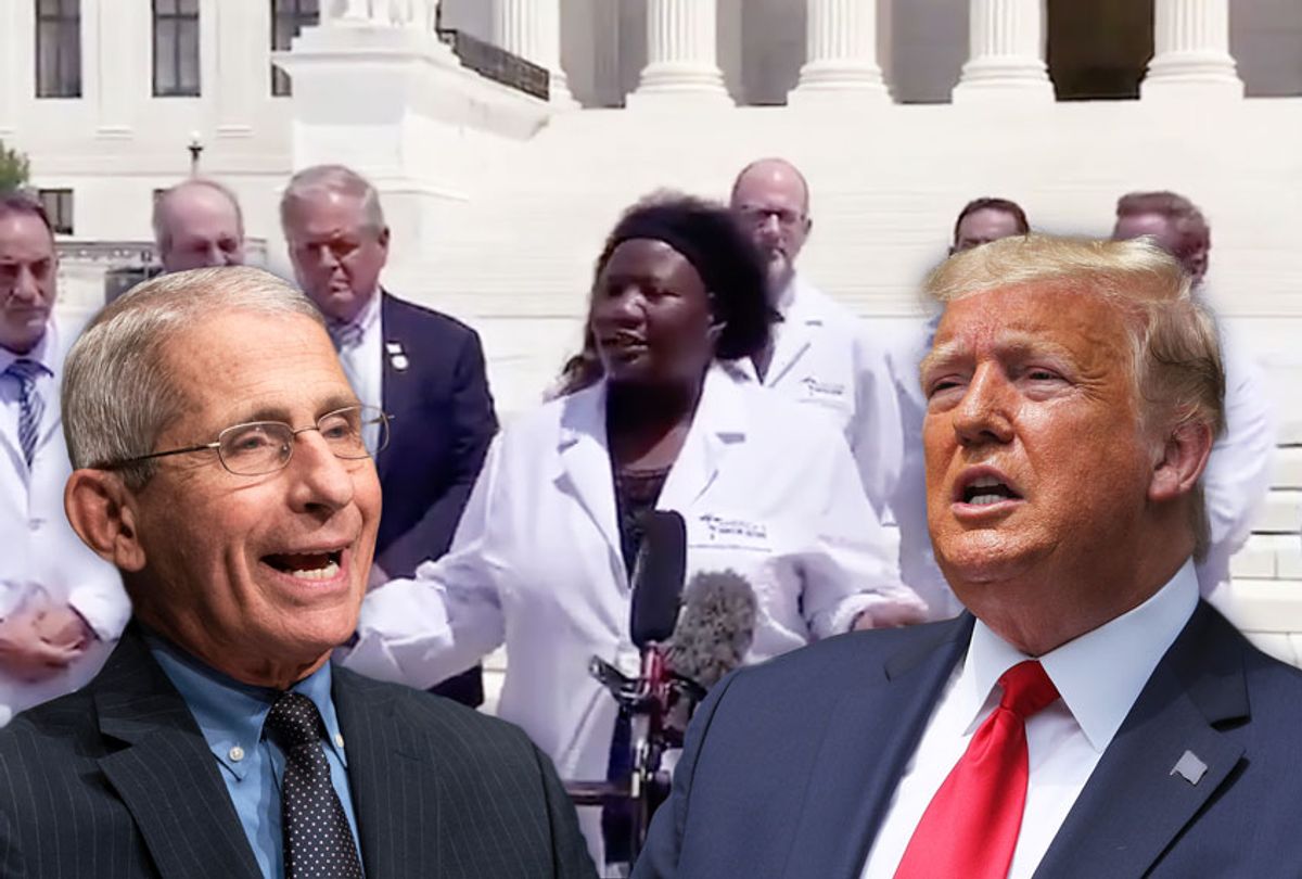 Stella Immanuel speaking about the use of Hydroxychloroquine as a treatment and preventative for the novel Coronavirus | Donald Trump | Anthony Fauci  (Getty Images/Twitter/Salon)