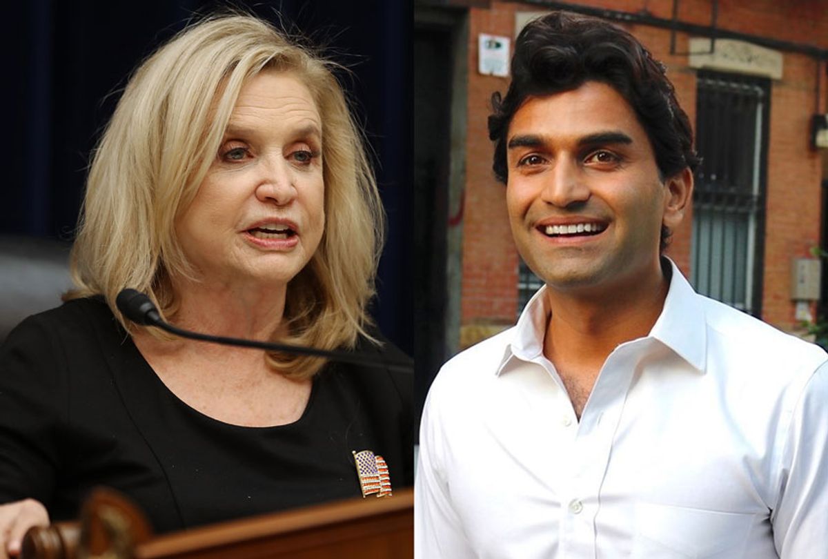 Rep Carolyn Maloney and Suraj Patel (Salon/Getty Images/Suraj Patel Official Campaign)