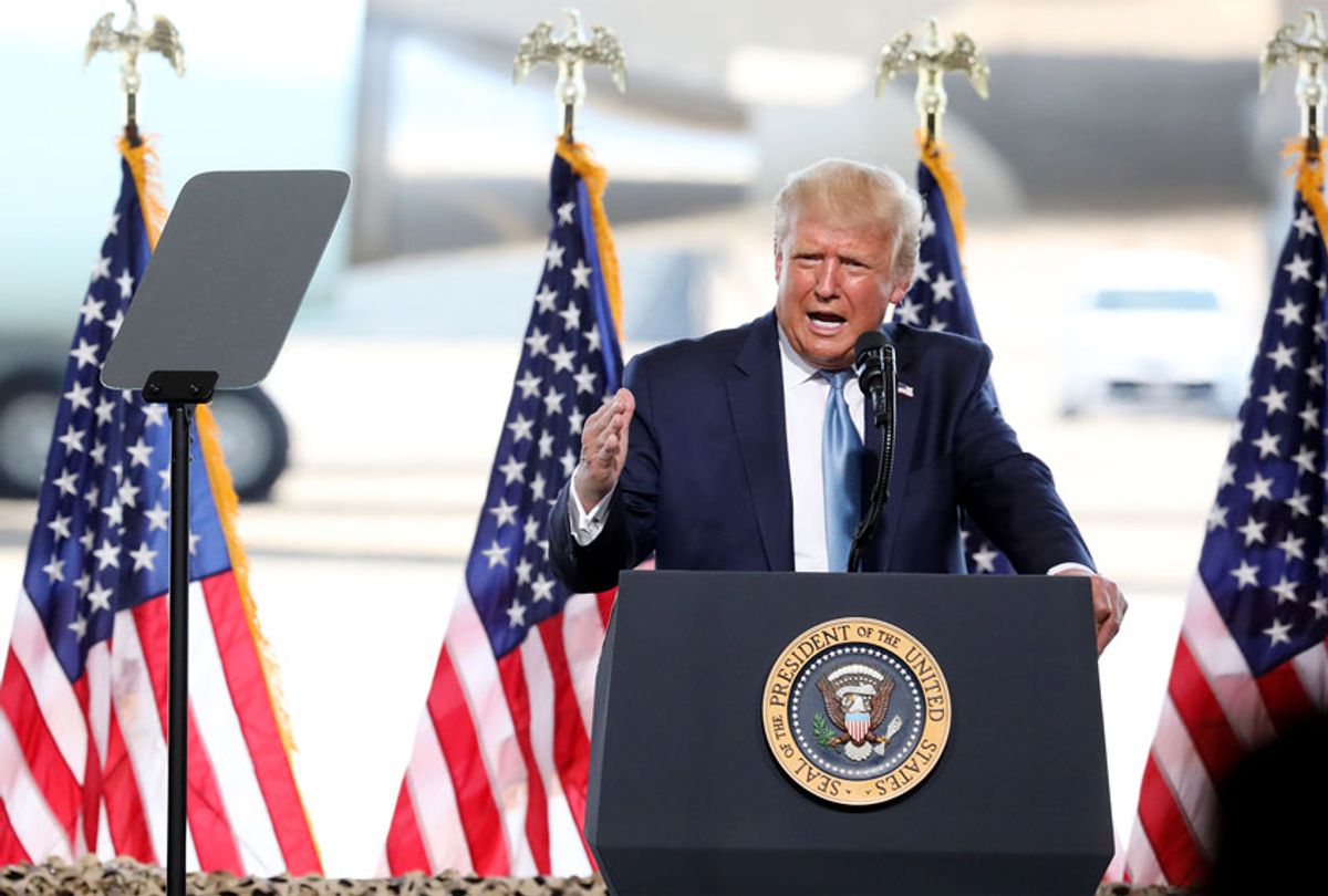 U.S. President Donald Trump speaks during a campaign rally at The Defense Contractor Complex on August 18, 2020 in Yuma, Arizona.  (Sandy Huffaker/Getty Images)