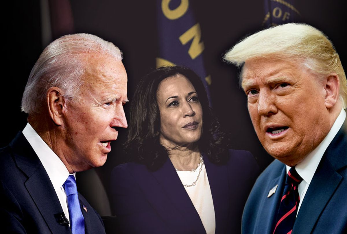 Joe Biden, Donald Trump and Kamala Harris (Photo illustration by Salon/Getty Images)