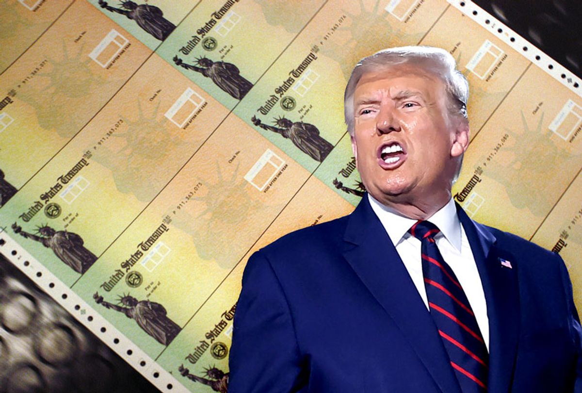 Donald Trump | Social Security checks are run through a printer at the U.S. Treasury printing facility (Photo illustration by Salon/Getty Images)