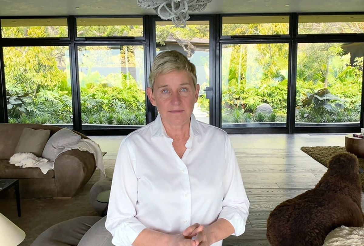 Ellen DeGeneres during the FOX PRESENTS THE IHEART LIVING ROOM CONCERT FOR AMERICA (FOX via Getty Images)