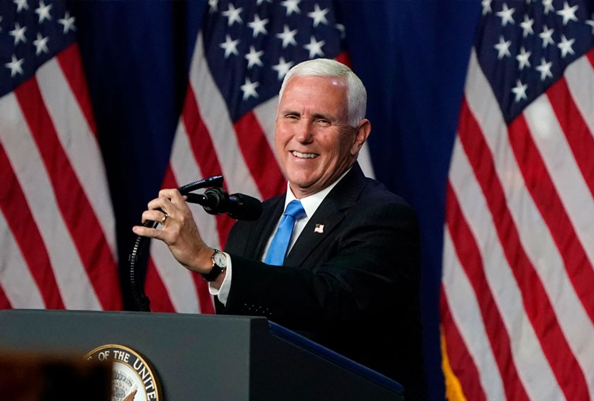  Vice President Mike Pence speaks on the first day of the Republican National Convention at the Charlotte Convention Center on August 24, 2020 in Charlotte, North Carolina. The four-day event is themed "Honoring the Great American Story." (Chris Carlson-Pool/Getty Images)