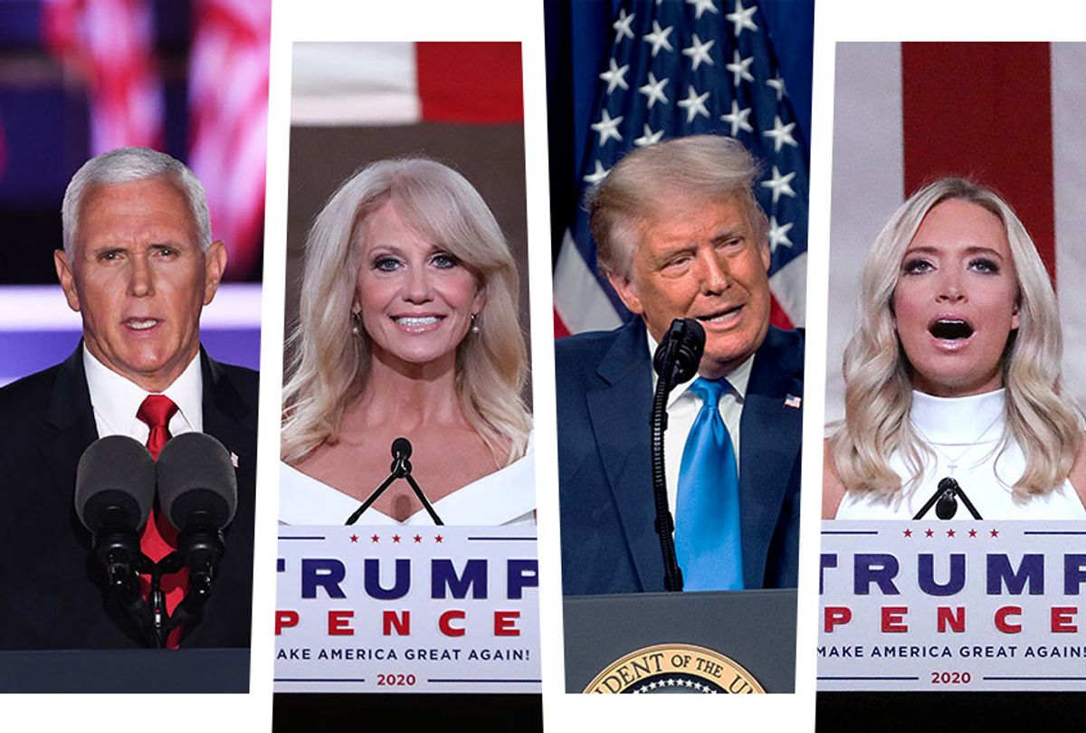Mike Pence, Kellyanne Conway, Donald Trump and Kayleigh McEnany (Photo illustration by Salon/Getty Images)