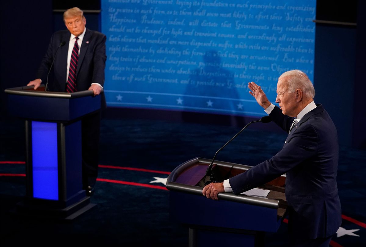 Democratic presidential nominee Joe Biden speaks during the first presidential debate against U.S. President Donald Trump at the Health Education Campus of Case Western Reserve University on September 29, 2020 in Cleveland, Ohio. This is the first of three planned debates between the two candidates in the lead up to the election on November 3. (Morry Gash-Pool/Getty Images)