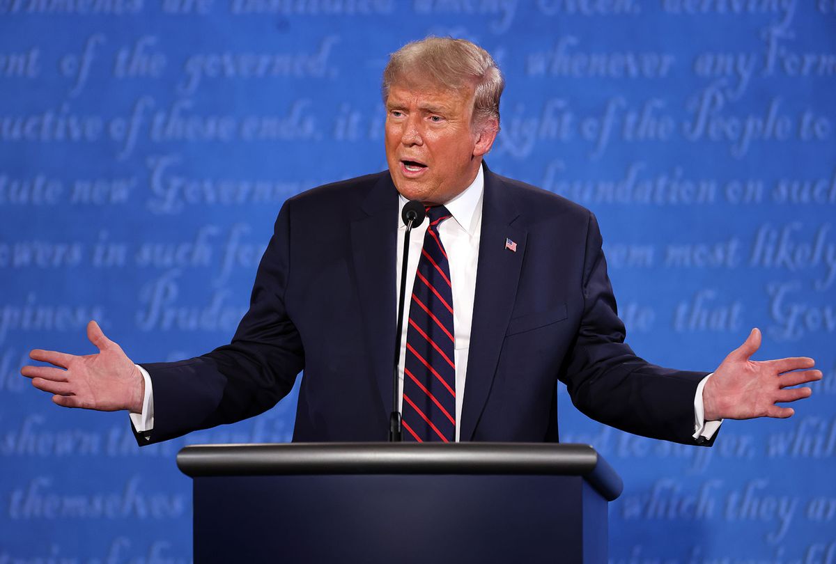 President Donald Trump participates in the first presidential debate against Democratic presidential nominee Joe Biden at the Health Education Campus of Case Western Reserve University on September 29, 2020 in Cleveland, Ohio. This is the first of three planned debates between the two candidates in the lead up to the election on November 3. (Win McNamee/Getty Images)