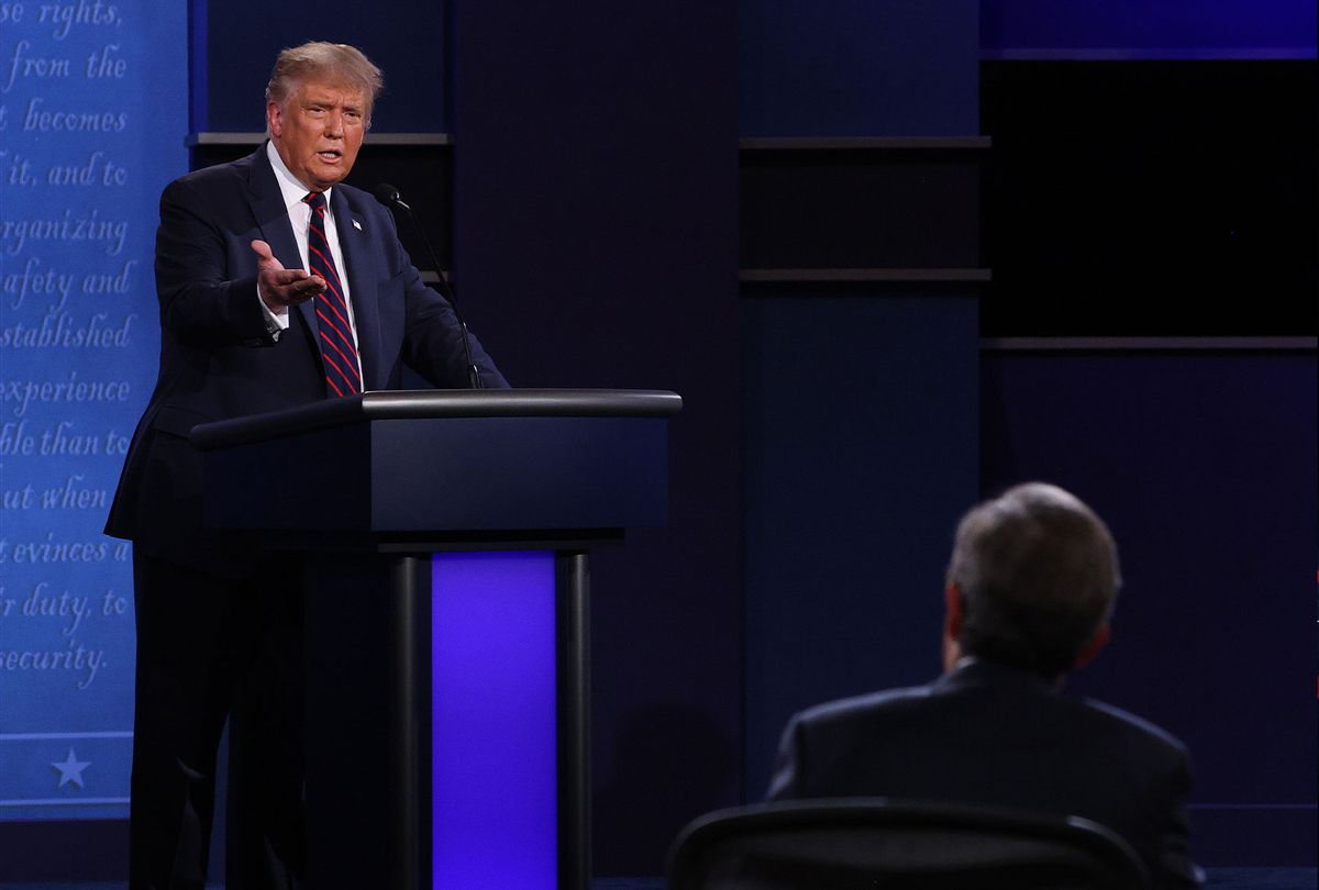 U.S. President Donald Trump participates in the first presidential debate against Democratic presidential nominee Joe Biden at the Health Education Campus of Case Western Reserve University on September 29, 2020 in Cleveland, Ohio. (Scott Olson/Getty Images)