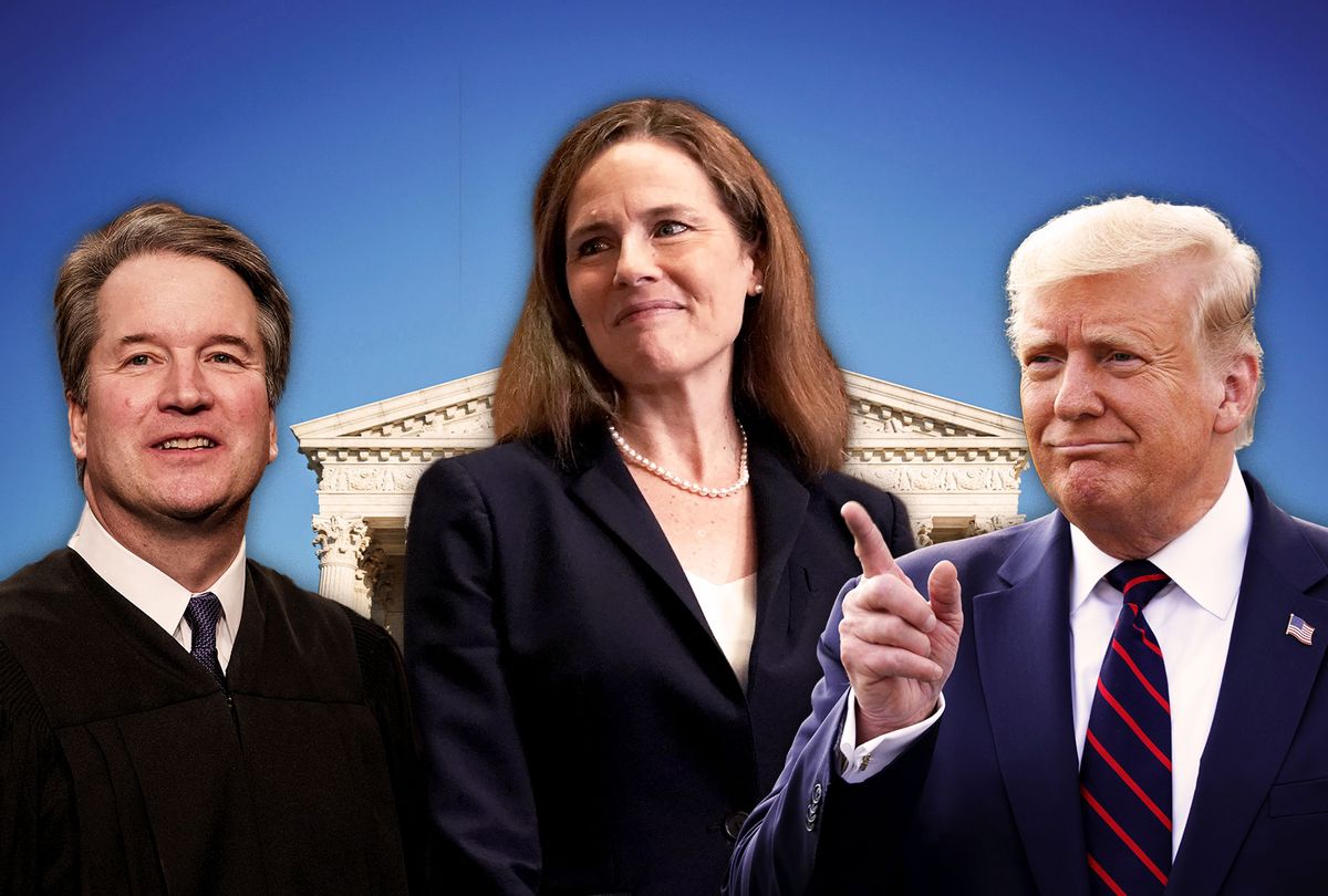 Amy Coney Barrett, Brett Kavanaugh and Donald Trump (Photo illustration by Salon/Getty Images)