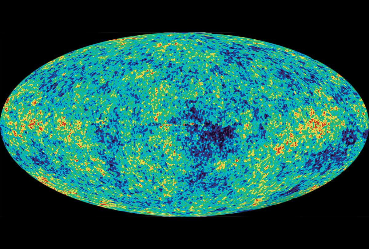 Full-Sky Map Of Cosmic Background Radiation, A Full-Sky Map Produced By The Wilkinson Microwave Anisotropy Probe (Wmap) Showing Cosmic Background Radiation, A Very Uniform Glow Of Microwaves Emitted By The Infant Universe More Than 13 Billion Years Ago. (Getty Images)