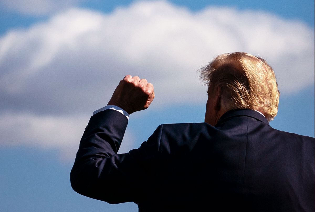 U.S. President Donald Trump gestures as he walks toward Marine One on the South Lawn of the White House on September 30, 2020 in Washington, DC. (Drew Angerer/Getty Images)