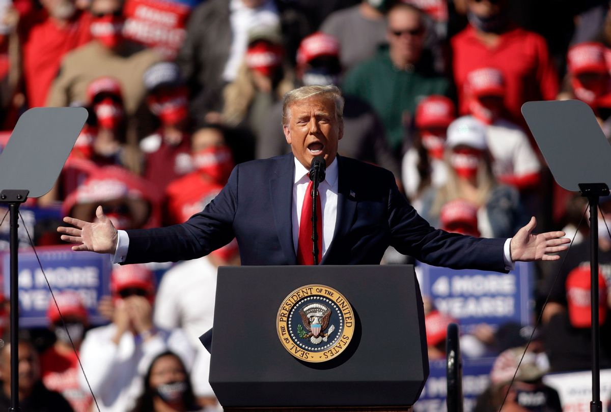 U.S. President Donald Trump speaks during a campaign rally on October 28, 2020 in Bullhead City, Arizona. With less than a week until Election Day, Trump and Democratic presidential nominee Joe Biden are campaigning across the country. (Isaac Brekken/Getty Images)