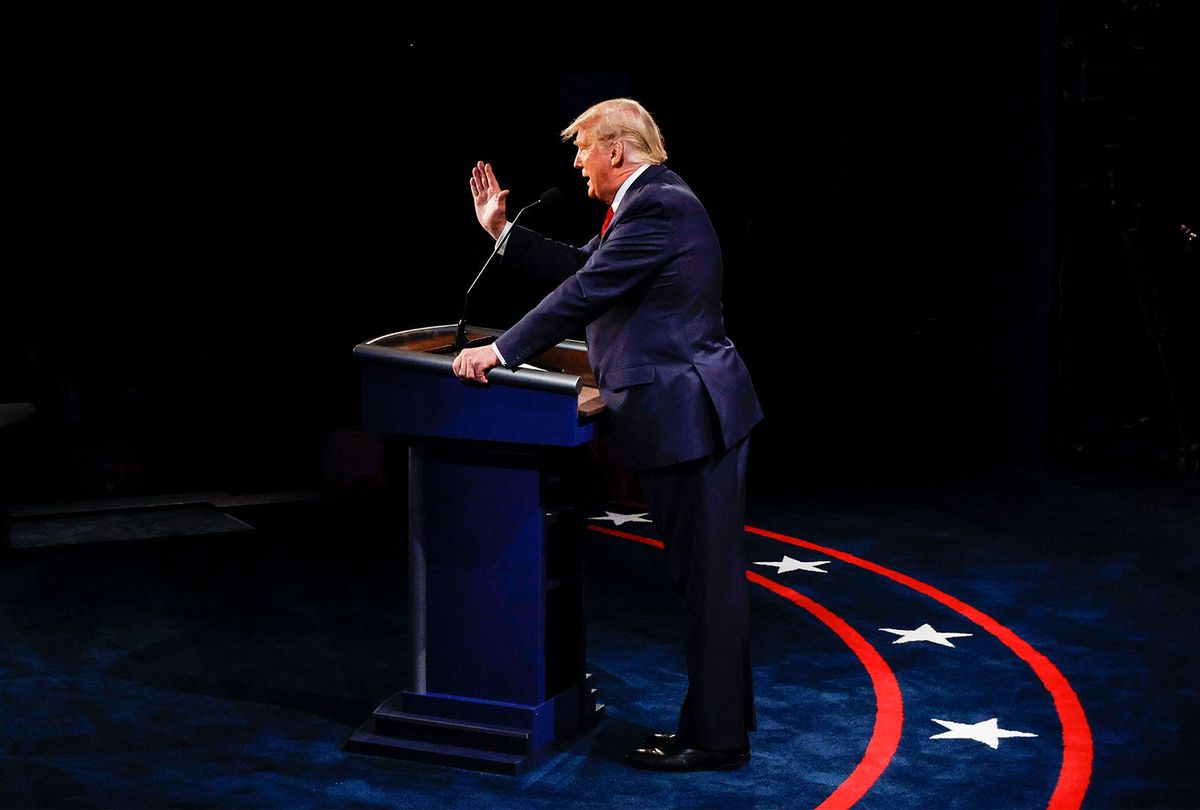 U.S. President Donald Trump debates Democratic presidential nominee Joe Biden at Belmont University on October 22, 2020 in Nashville, Tennessee. This is the last debate between the two candidates before the November 3 election. (Jim Bourg-Pool/Getty Images)