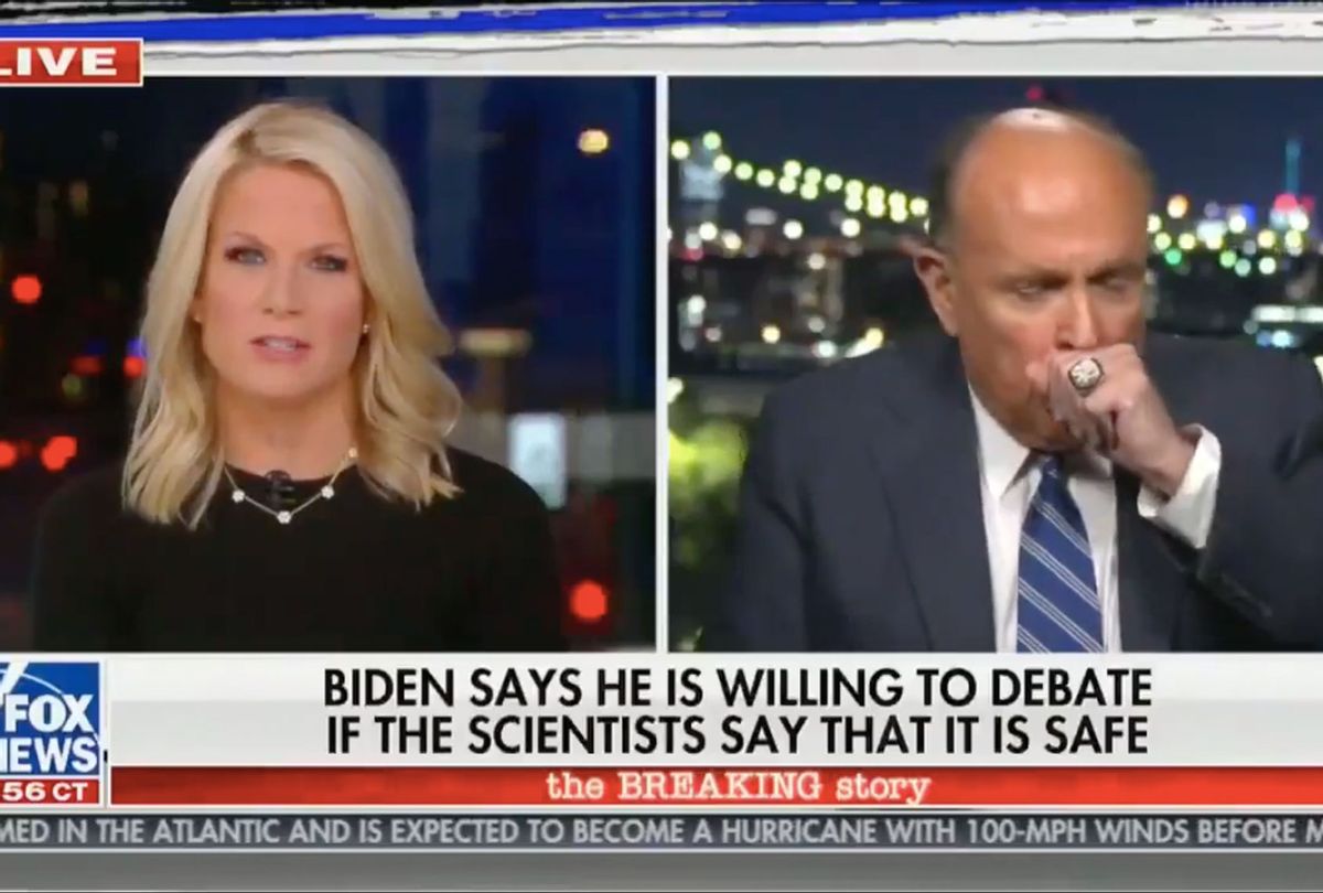 Rudi Giuliani coughing during a Fox News interview (Fox News)