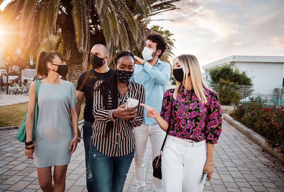 friends group wearing masks 1014201