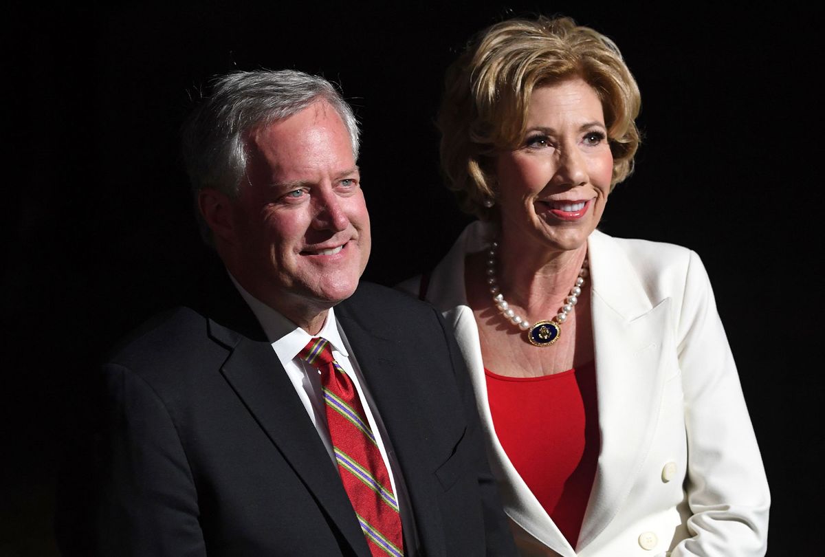White House Chief of Staff Mark Meadows (L) and wife Debbie are seen ahead of US President Donald Trump's acceptance speech for the Republican Party nomination for reelection during the final day of the Republican National Convention at the South Lawn of the White House in Washington, DC on August 27, 2020. (SAUL LOEB/AFP via Getty Images)