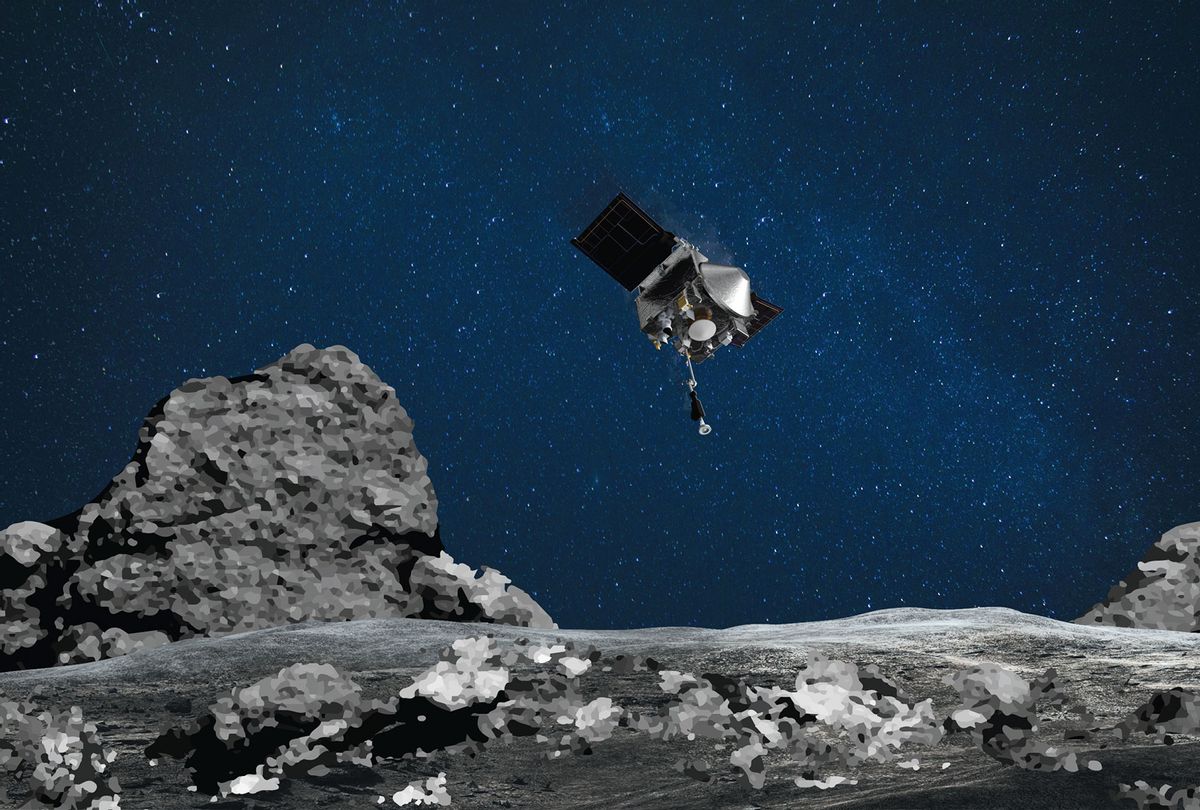 NASA’s OSIRIS-REx mission readies itself to touch the surface of asteroid Bennu. (NASA/Goddard/University of Arizona)