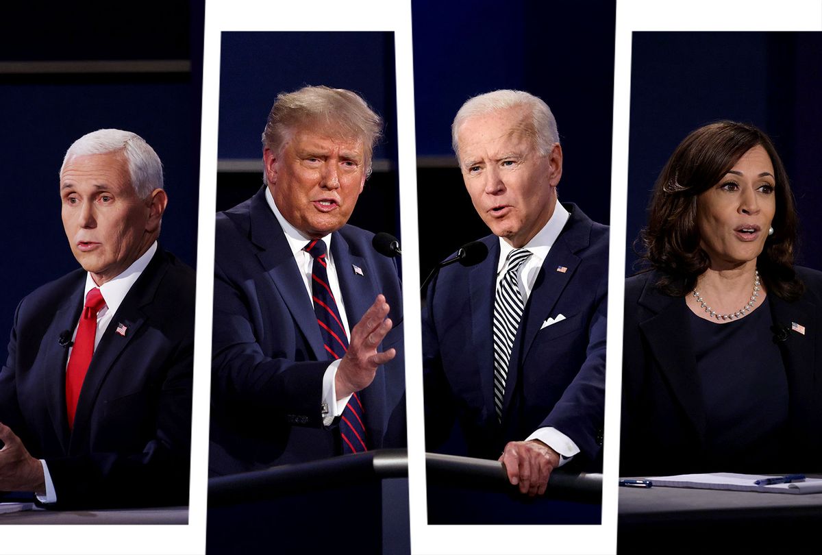 Mike Pence, Donald Trump, Joe Biden and Kamala Harris (Photo illustration by Salon/Getty Images)