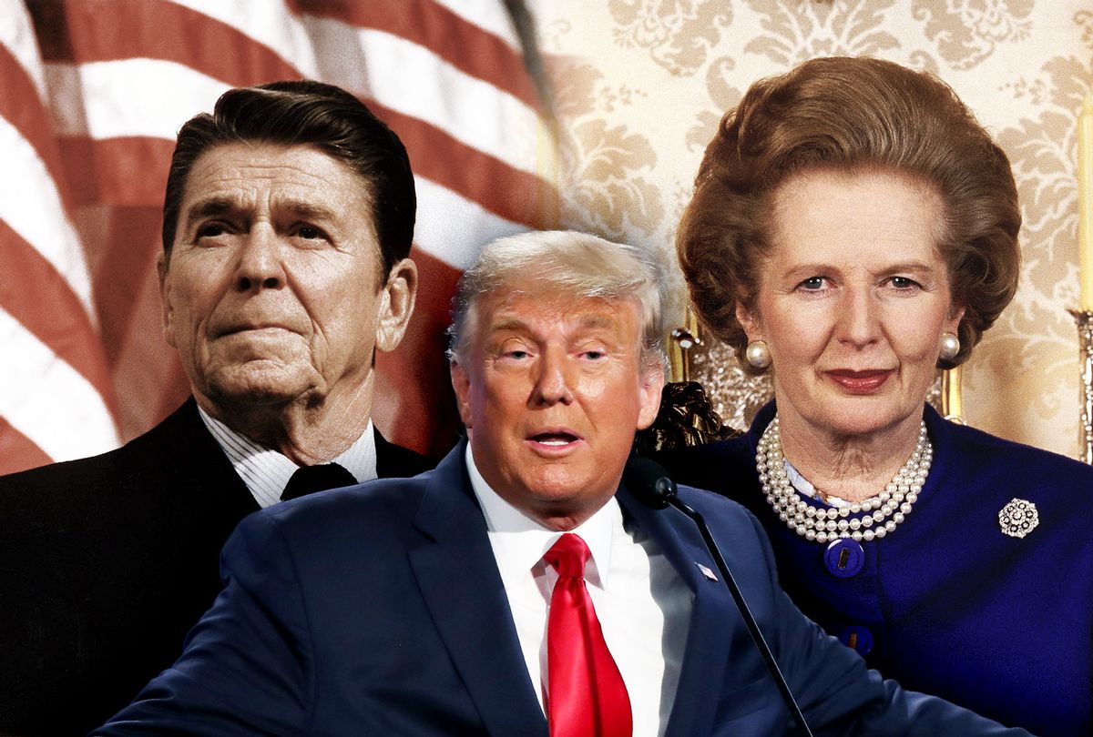 Donald Trump, Ronald Reagan and Margaret Thatcher (Photo illustration by Salon/Getty Images)