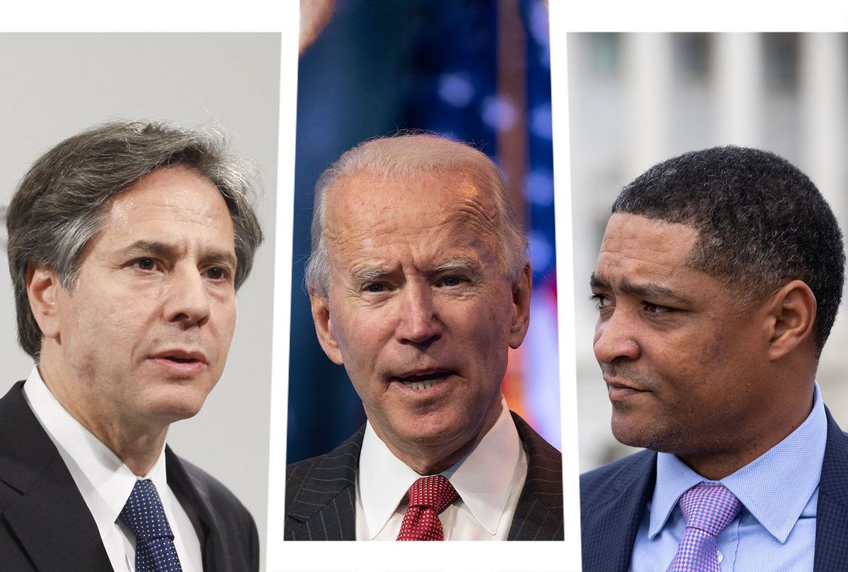 Tony Blinken, Joe Biden and Cedric Richmond (Photo illustration by Salon/Getty Images)
