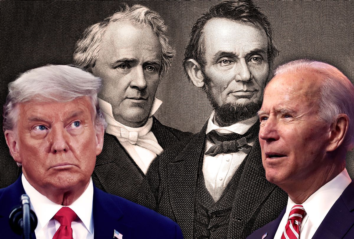 Donald Trump, Joe Biden, James Buchanan and Abraham Lincoln (Photo illustration by Salon/Getty Images)