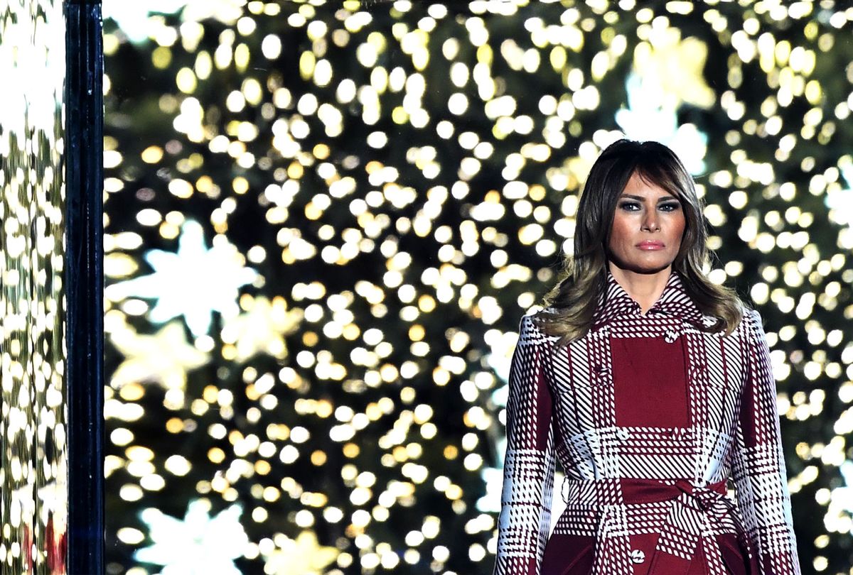 First Lady Melania Trump takes part in the annual lighting of the National Christmas tree on The Ellipse in Washington, DC on December 5, 2019. (BRENDAN SMIALOWSKI/AFP via Getty Images)