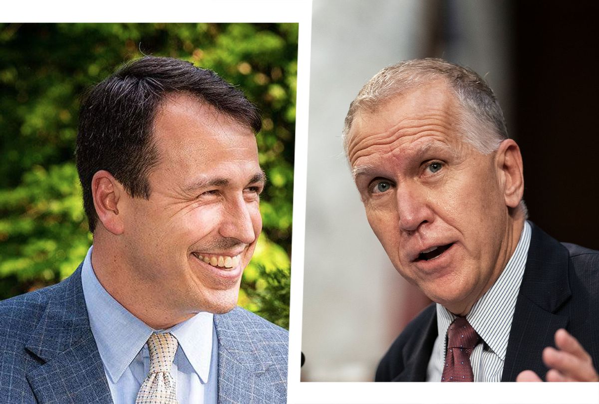 Thom Tillis / Cal Cunningham (Photo illustration by Salon/Getty Images/Cal Cunningham Official Campaign)