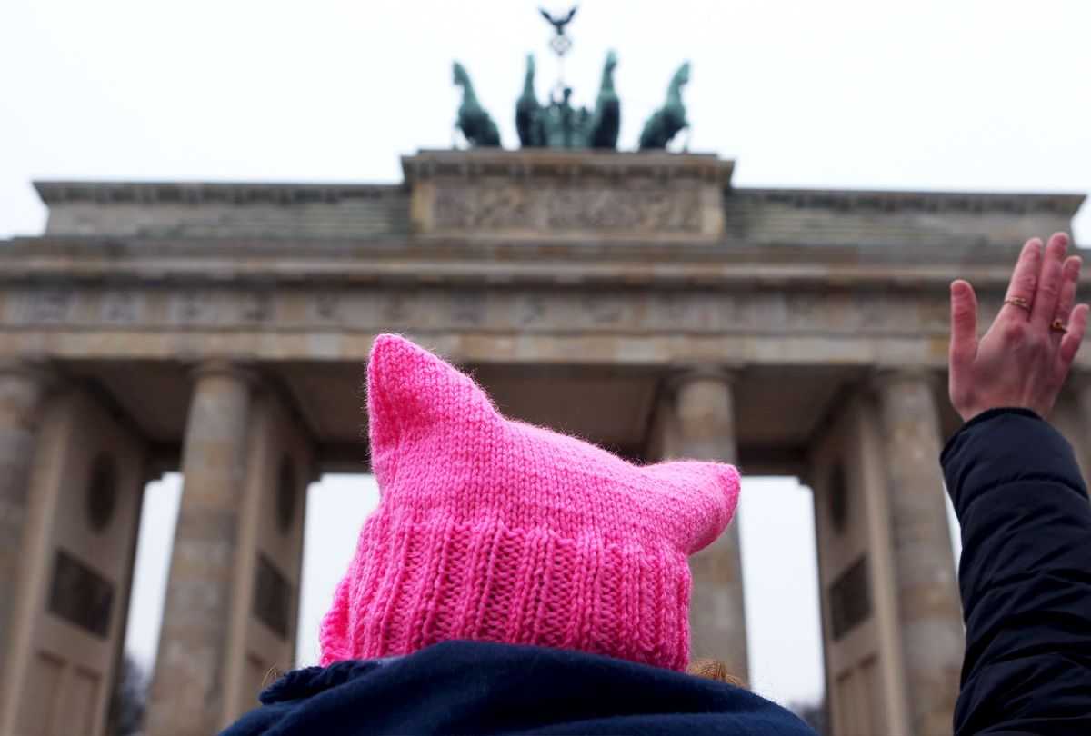 An activist with a "pink pussy hat" participates in a demonstration for women's rights  (Adam Berry/Getty Images)
